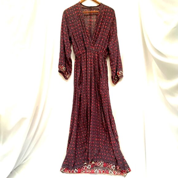 Natalie Martin Red and Blue Maxi Dress - Picture 1 of 16